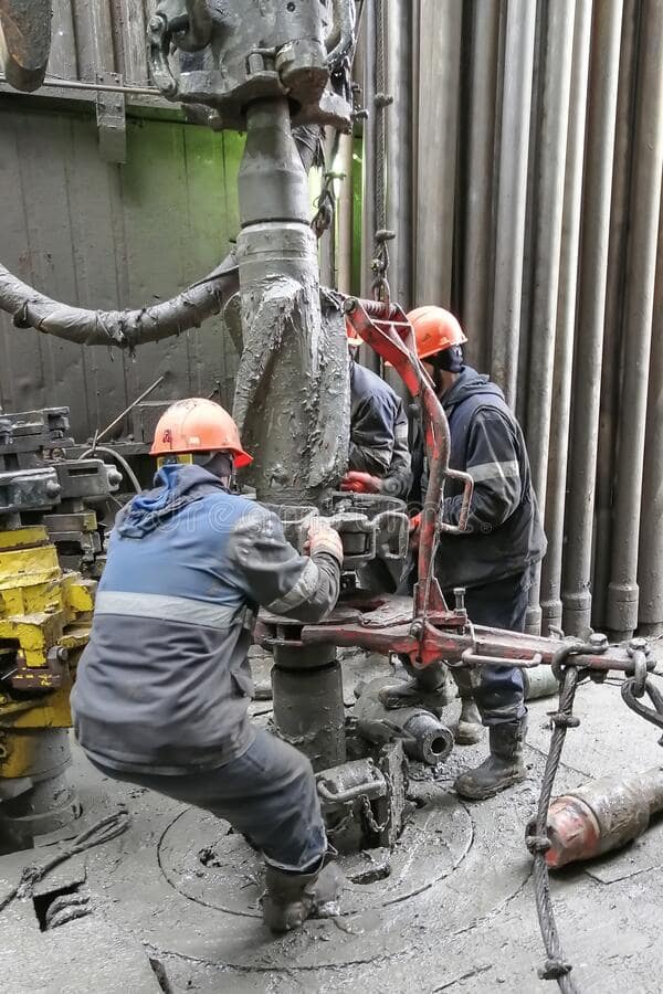 drilling-workers-busy-working-casing-two-drilling-crew-workers-dismantle-bottom-drill-string-unscrewing